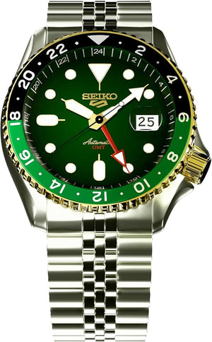 Seiko 5 Sports Forest Green Sunrise Limited Edition Green Dial Silver Steel Strap Watch for Men - SSK050K1