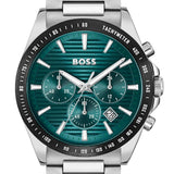 Hugo Boss Strike Chronograph Green Dial Silver Steel Strap Watch for Men - 1514241