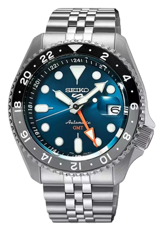 Seiko 5 Sports SKX Racers Heritage Velocity Blue Dial Silver Steel Strap Watch for Men - SSK045K1