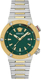  Shop Authentic Versace Greca Logo Diver Quartz Green Dial Two Tone Steel Strap Watch for Men - VE8G00524 - Luxxuri