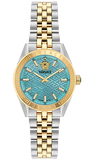 Versace V-Code Analog Turquoise Dial Two Tone Steel Strap Watch for Women - VE8I00524