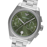  Shop Authentic Emporio Armani Federico Chronograph Green Dial Silver Steel Strap Watch for Men - AR11640 - Luxxuri