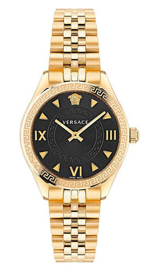  Shop Authentic Versace Hellenyium Quartz Black Dial Gold Steel Strap Watch for Women - VE2S00622 - Luxxuri