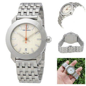 Tory Burch Whitney Ivory White Dial Silver Steel Strap Watch for Women - TBW8001