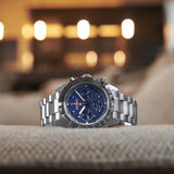 Seiko Prospex Speedtimer Solar Chronograph Blue Dial Silver Steel Strap Watch for Men - SSC815