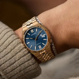 Citizen Tsuyosa 60 Automatic Blue Dial Rose Gold Steel Strap Watch for Men - NK0023-57L