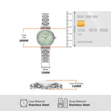 Emporio Armani Gianni T Bar Green Dial Silver Steel Strap Watch for Women - AR11667