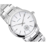 Tory Burch Collins White Dial Silver Steel Strap Watch for Women - TBW1301
