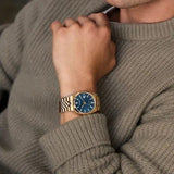 Citizen Tsuyosa 60 Automatic Blue Dial Rose Gold Steel Strap Watch for Men - NK0023-57L