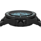 Emporio Armani Sea Explorer Turquoise Blue Dial Black Steel Strap Watch for Men - AR60084