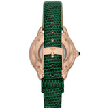 Emporio Armani Mia Meccanico Mother of Pearl Dial Green Leather Strap Watch for Women - AR60073