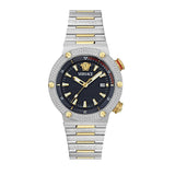  Shop Authentic Versace Greca Logo Diver Quartz Black Dial Two Tone Steel Strap Watch for Men - VE8G00424 - Luxxuri