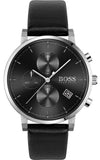 Shop Authentic Hugo Boss Integrity Chronograph Black Dial Black Leather Strap Watch for Men - 1513777 - Luxxuri