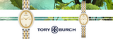 Tory Burch Oval White Dial Two Tone Steel Strap Watch for Women - TBW6033
