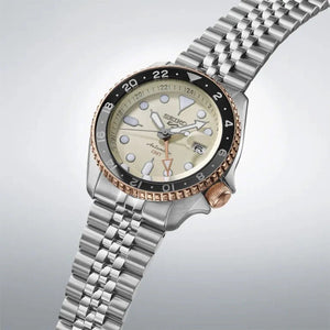  Shop Authentic Seiko 5 GMT Sport Asia Exclusive Limited Edition Off White Dial Silver Steel Strap Watch for Men - SSK046K1 - Luxxuri