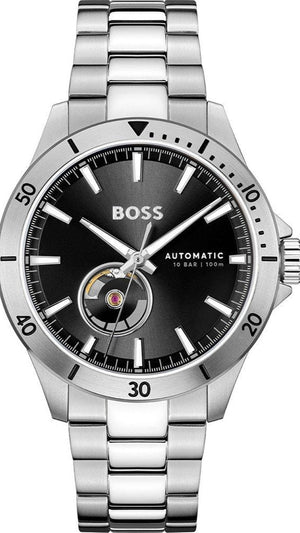  Shop Authentic Hugo Boss Troper Chronograph Automatic Black Dial Silver Steel Strap Watch for Men - 1514202 - Luxxuri