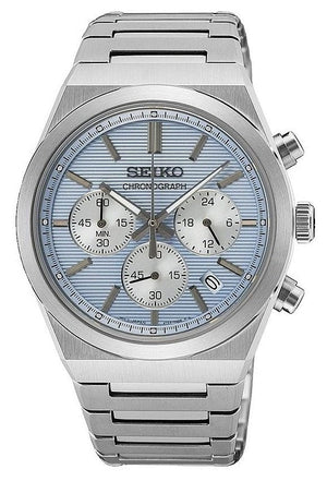 Seiko Conceptual Chronograph Ice Blue Dial Silver Steel Strap Watch for Men - SSB459P1