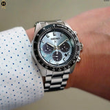 Seiko Prospex Speedtimer 41.4 Solar Chronograph Blue Dial Silver Steel Strap Watch for Men - SSC935