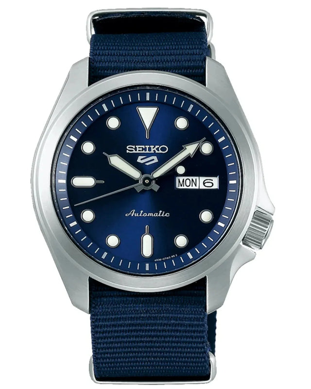 Seiko 5 Sports Automatic Blue Dial Blue Nylon Strap Watch for Men - SRPE63K1