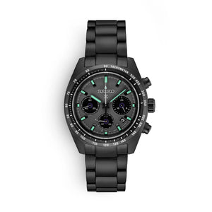 Seiko Prospex Speedtimer The Black Series Limited Edition Black Dial Black Steel Strap Watch for Men - SSC917