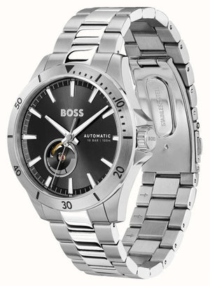  Shop Authentic Hugo Boss Troper Chronograph Automatic Black Dial Silver Steel Strap Watch for Men - 1514202 - Luxxuri