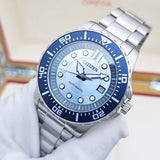 Citizen Mechanical Automatic Blue Dial Silver Steel Strap Watch for Men - NJ0178-81M
