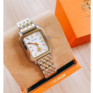 Tory Burch Robinson White Dial Two Tone Steel Strap Watch for Women - TBW1501