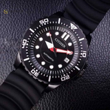 Citizen Mechanical Automatic Black Dial Black Rubber Strap Watch for Men - NJ0125-11E
