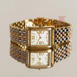 Tory Burch Eleanor White Dial Tri Tone Steel Strap Watch for Women - TBW1078
