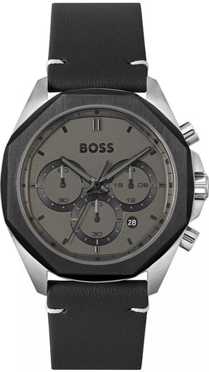  Shop Authentic Hugo Boss Cloud Chronograph Grey Dial Black Leather Strap Watch for Men - 1514014 - Luxxuri