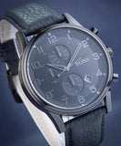  Shop Authentic Hugo Boss Aeroliner Chronograph Black Dial Black Leather Strap Watch for Men - 1512567 - Luxxuri