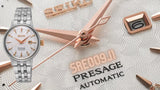 Seiko Presage Cocktail Time Skydiving Automatic Diamonds Mother of Pearl Dial Silver Steel Strap Watch for Women - SRE009J1