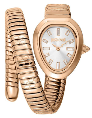 Just Cavalli Aversa Silver Dial Rose Gold Steel Strap Watch for Women - JC1L222M0045