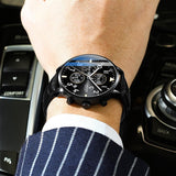  Shop Authentic Hugo Boss Aeroliner Chronograph Black Dial Black Leather Strap Watch for Men - 1512567 - Luxxuri