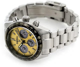Seiko Prospex Speedtimer Solar Chronograph Gold Dial Silver Steel Strap Watch for Men - SSC817