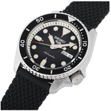 Seiko 5 Sports SKX Automatic Black Dial Black Silicone Strap Watch for Men - SRPD73K2