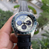  Shop Authentic Seiko Prospex Speedtimer Solar Chronograph Ivory Dial Black Leather Strap Watch for Men - SSC943 - Luxxuri