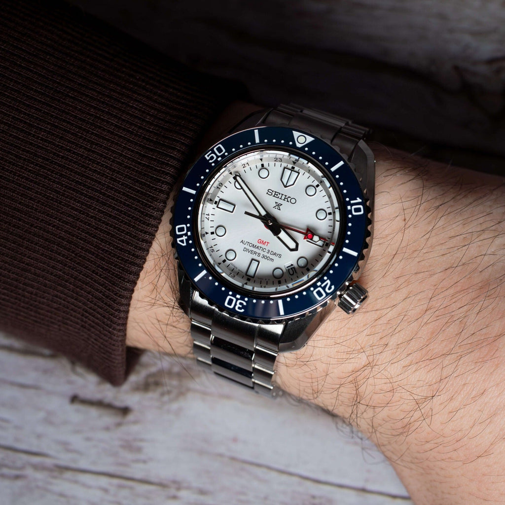 Seiko Prospex 1968 Heritage Diver's GMT 60th Anniversary White Dial Silver Steel Strap Watch for Men - SPB519J1