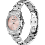 Emporio Armani Federica Pink Dial Silver Steel Strap Watch for Women - AR11658