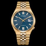 Citizen Tsuyosa 60 Automatic Blue Dial Rose Gold Steel Strap Watch for Men - NK0023-57L