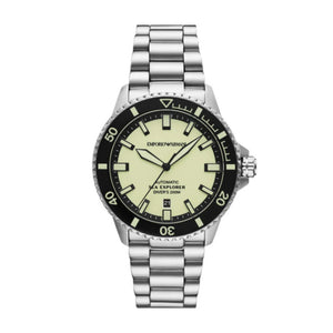 Emporio Armani Sea Explorer Yellow Dial Silver Steel Strap Watch for Men - AR60083