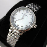 Emporio Armani Alpha Mother of Pearl Dial Silver Steel Strap Watch for Women - AR1803