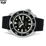 Seiko 5 Sports SKX Automatic Black Dial Black Silicone Strap Watch for Men - SRPD73K2