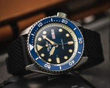 Seiko 5 Sports SKX Automatic Blue Dial Blue Silicone Strap Watch for Men - SRPD71K2