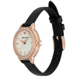 Emporio Armani Mia Mother of Pearl Dial Black Leather Strap Watch for Women - AR11598