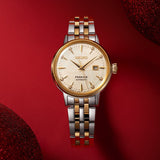 Seiko Presage Cocktail Time Automatic Diamonds White Dial Two Tone Steel Strap Watch for Women - SRE010J1