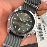 Seiko 5 Sports Automatic Grey Dial Grey Nylon Strap Watch for Men - SRPE61K1