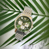 Emporio Armani Antonio Chronograph Green Dial Silver Steel Strap Watch for Men - AR11581