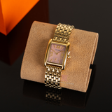 Tory Burch Eleanor Mother of Pearl Pink Dial Gold Steel Strap Watch for Women - TBW1077