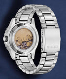 Citizen Mechanical Automatic Blue Dial Silver Steel Strap Watch for Men - NJ0178-81M